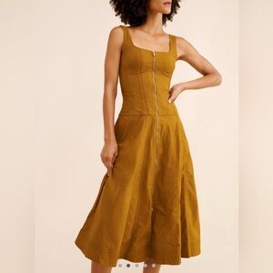 Sleeveless Zip-Front Belted Midi Dress